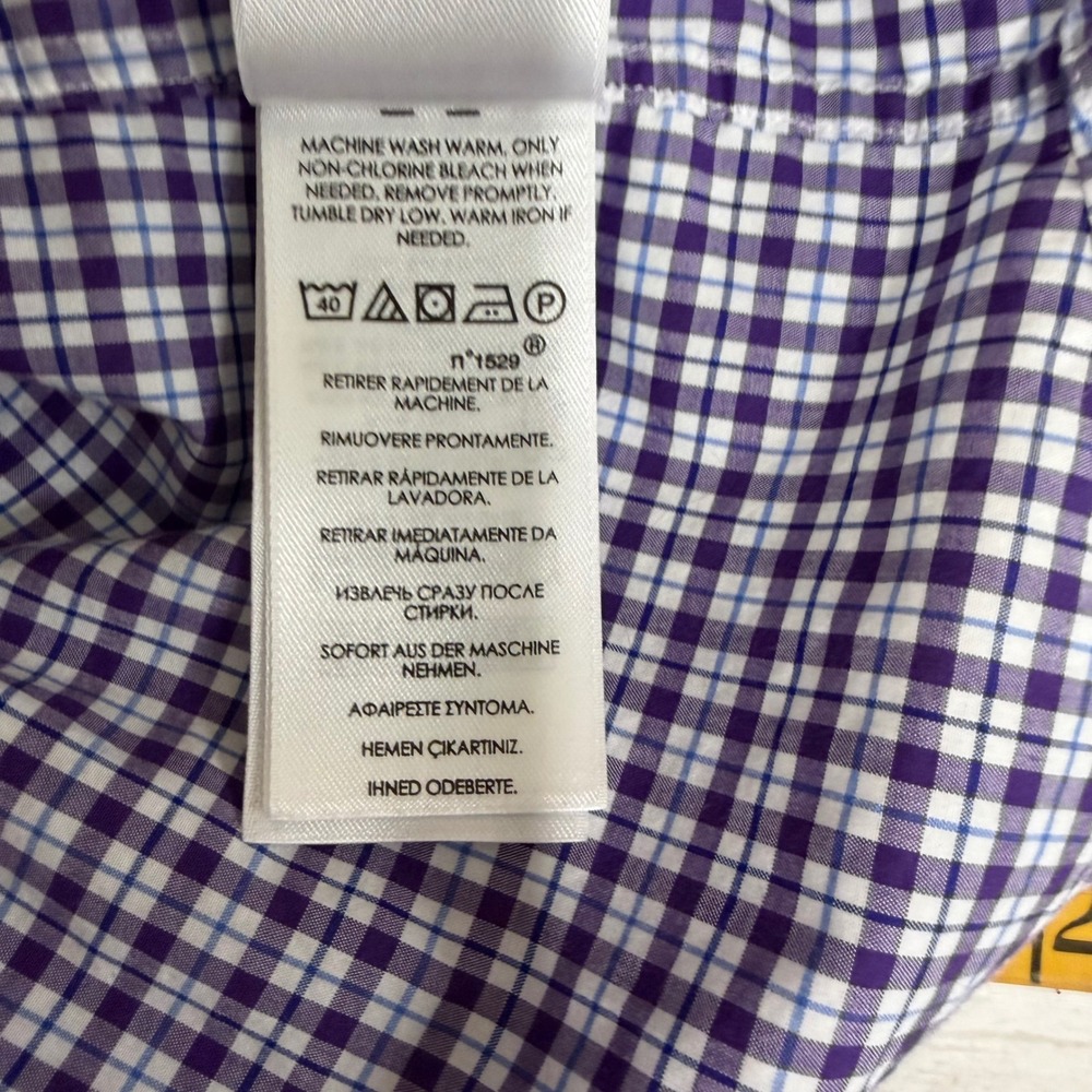Ralph Lauren Button Down Shirt Mens M Purple Gingham Cotton Stretch Long Sleeve - Picture 5 of 14